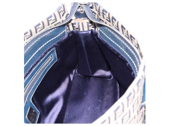 Borsa a tracolla FENDI Zucchino Canvas Mamma Baguette Navy Silver Auth 197199A Argento Blu navy - vista 19