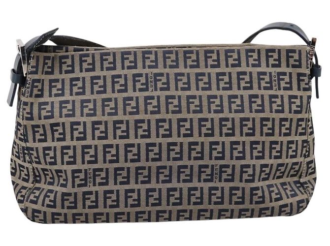 Borsa a tracolla FENDI Zucchino Canvas Mamma Baguette Navy Silver Auth 197199A Argento Blu navy - vista 2