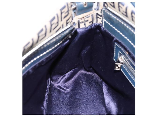 Borsa a tracolla FENDI Zucchino Canvas Mamma Baguette Navy Silver Auth 197199A Argento Blu navy - vista 20