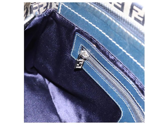 Borsa a tracolla FENDI Zucchino Canvas Mamma Baguette Navy Silver Auth 197199A Argento Blu navy - vista 21