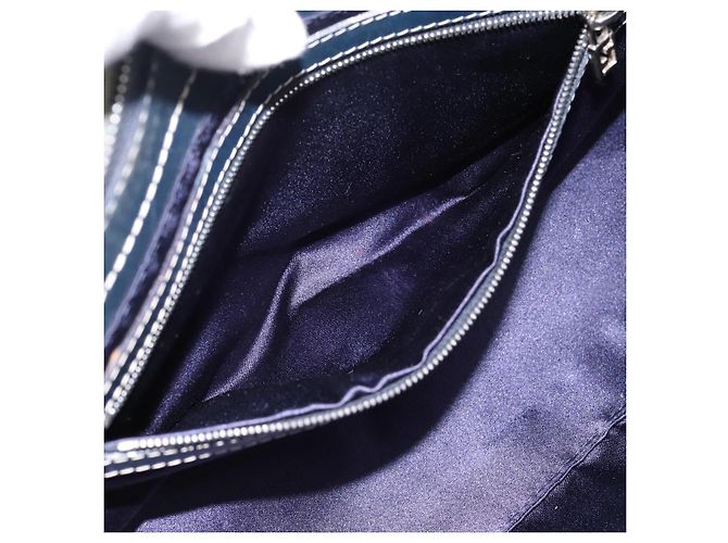 Borsa a tracolla FENDI Zucchino Canvas Mamma Baguette Navy Silver Auth 197199A Argento Blu navy - vista 22
