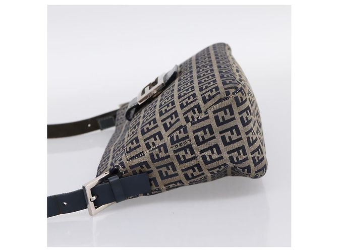 Borsa a tracolla FENDI Zucchino Canvas Mamma Baguette Navy Silver Auth 197199A Argento Blu navy - vista 3