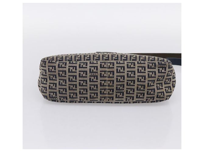 Borsa a tracolla FENDI Zucchino Canvas Mamma Baguette Navy Silver Auth 197199A Argento Blu navy - vista 5