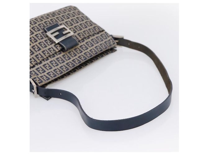Borsa a tracolla FENDI Zucchino Canvas Mamma Baguette Navy Silver Auth 197199A Argento Blu navy - vista 7