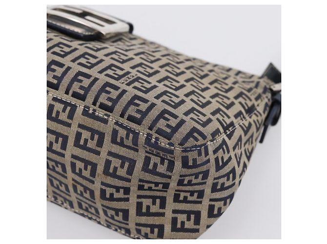 Borsa a tracolla FENDI Zucchino Canvas Mamma Baguette Navy Silver Auth 197199A Argento Blu navy - vista 8
