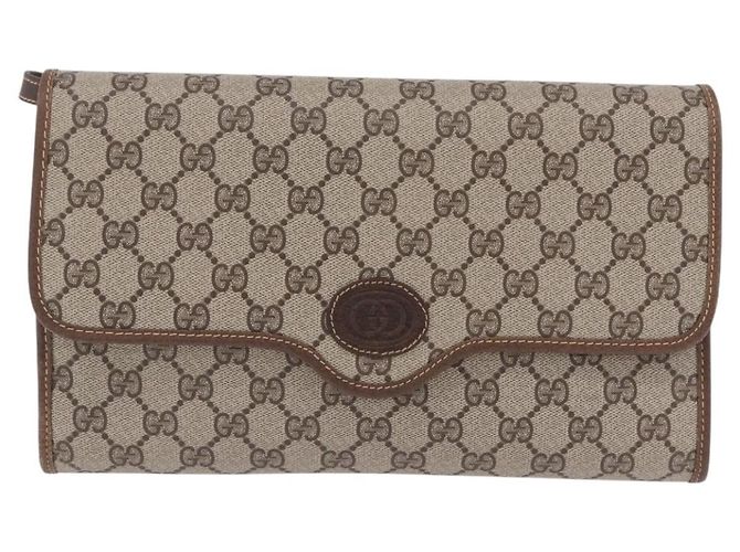 Borsa a tracolla GUCCI GG Supreme PVC Beige Gold Auth ka5761 D'oro - vista 13