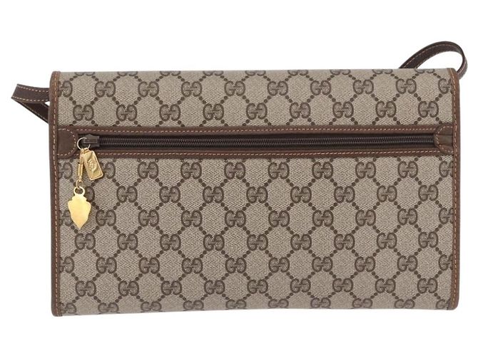 Borsa a tracolla GUCCI GG Supreme PVC Beige Gold Auth ka5761 D'oro - vista 2