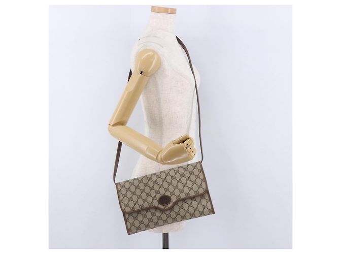 Borsa a tracolla GUCCI GG Supreme PVC Beige Gold Auth ka5761 D'oro - vista 23