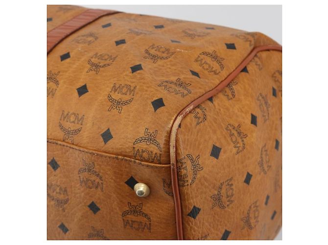 Borsa MCM Vicetos Boston Bag PVC Leather Brown Gold Tone Auth gh2312 Marrone - vista 10