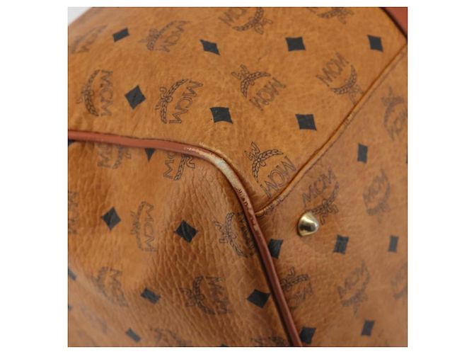 Borsa MCM Vicetos Boston Bag PVC Leather Brown Gold Tone Auth gh2312 Marrone - vista 11