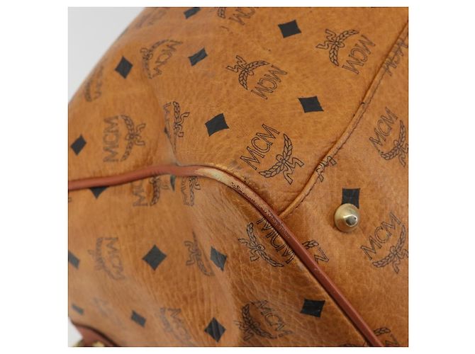 Borsa MCM Vicetos Boston Bag PVC Leather Brown Gold Tone Auth gh2312 Marrone - vista 13