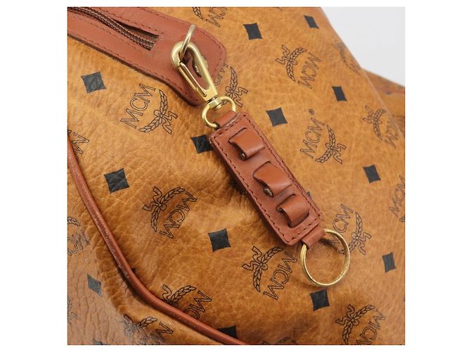 Borsa MCM Vicetos Boston Bag PVC Leather Brown Gold Tone Auth gh2312 Marrone - vista 15
