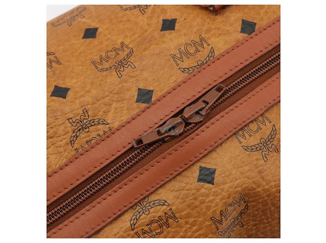 Borsa MCM Vicetos Boston Bag PVC Leather Brown Gold Tone Auth gh2312 Marrone - vista 16