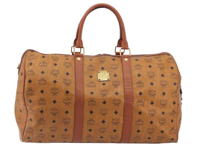 Borsa MCM Vicetos Boston Bag PVC Leather Brown Gold Tone Auth gh2312 Marrone - vista 2