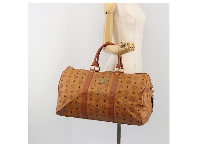 Borsa MCM Vicetos Boston Bag PVC Leather Brown Gold Tone Auth gh2312 Marrone - vista 22