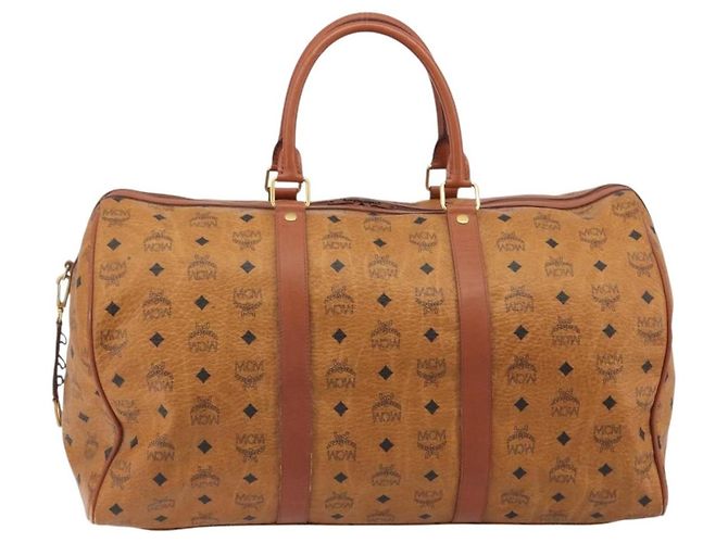 Borsa MCM Vicetos Boston Bag PVC Leather Brown Gold Tone Auth gh2312 Marrone - vista 3