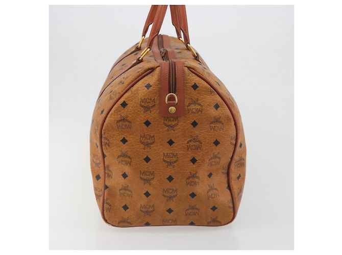 Borsa MCM Vicetos Boston Bag PVC Leather Brown Gold Tone Auth gh2312 Marrone - vista 5