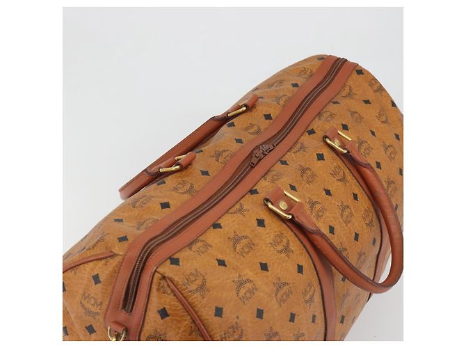 Borsa MCM Vicetos Boston Bag PVC Leather Brown Gold Tone Auth gh2312 Marrone - vista 6