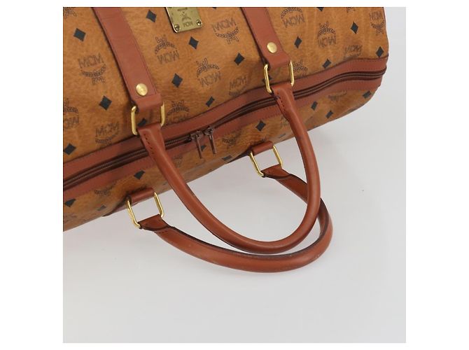 Borsa MCM Vicetos Boston Bag PVC Leather Brown Gold Tone Auth gh2312 Marrone - vista 7