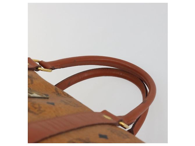 Borsa MCM Vicetos Boston Bag PVC Leather Brown Gold Tone Auth gh2312 Marrone - vista 8