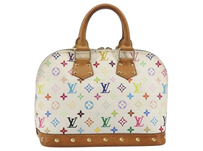 Borsa a mano LOUIS VUITTON Monogram Multicolor Alma White M92647 LV Auth 197046A Bianco - vista 2