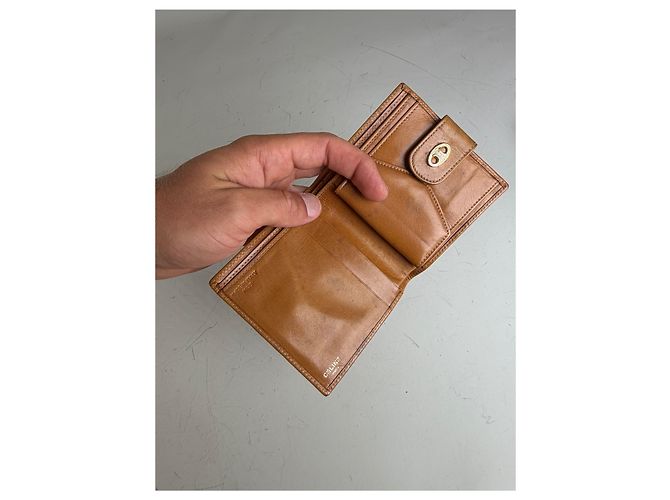 Céline Vintage Celine Smooth Leather Wallet Tan Gold Camel - view 4