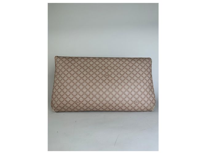 Céline Clutch Vintage Celine Macadam Monogram Canvas Beige Brown - vista 2