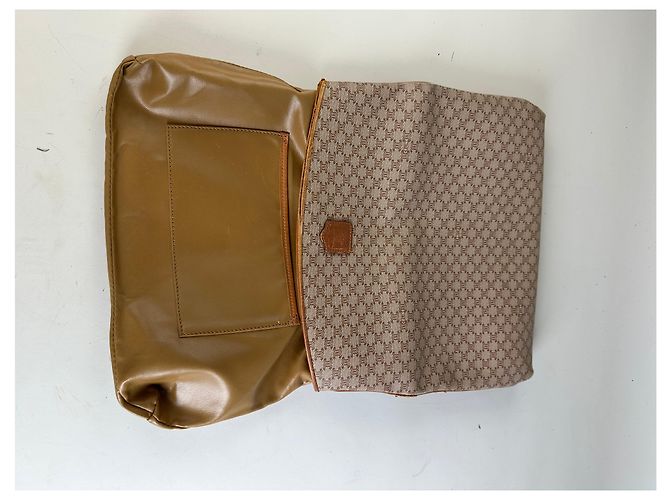 Céline Clutch Vintage Celine Macadam Monogram Canvas Beige Brown - vista 3