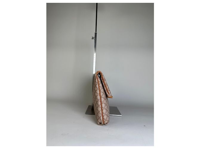 Céline Clutch Vintage Celine Macadam Monogram Canvas Beige Brown - vista 4