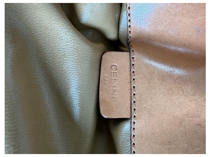 Céline Clutch Vintage Celine Macadam Monogram Canvas Beige Brown - vista 5