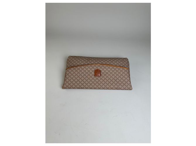 Céline Clutch Vintage Celine Macadam Monogram Canvas Beige Brown - vista 8