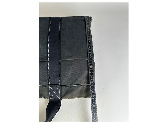 Hermès Tote Vintage Hermes Canvas Nero Argento - vista 11