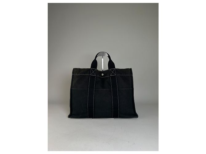 Hermès Tote Vintage Hermes Canvas Nero Argento - vista 13