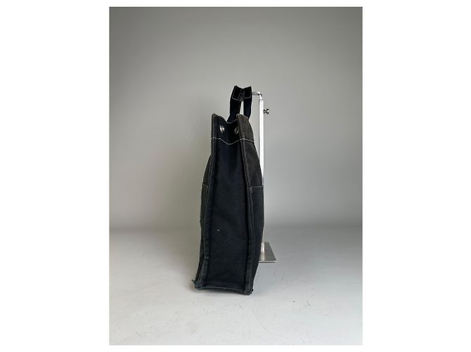 Hermès Tote Vintage Hermes Canvas Nero Argento - vista 4
