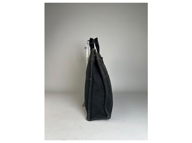 Hermès Tote Vintage Hermes Canvas Nero Argento - vista 6