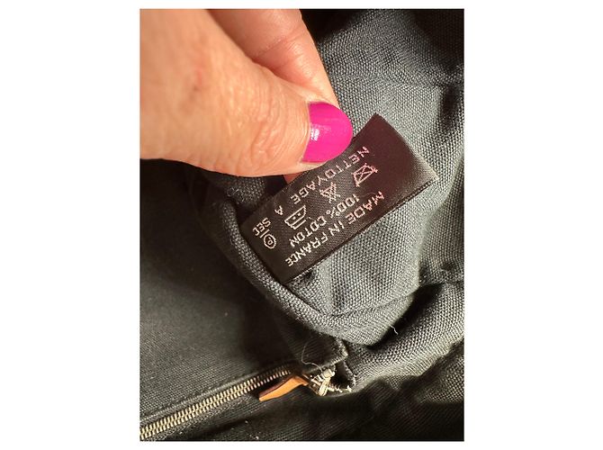 Hermès Tote Vintage Hermes Canvas Nero Argento - vista 7
