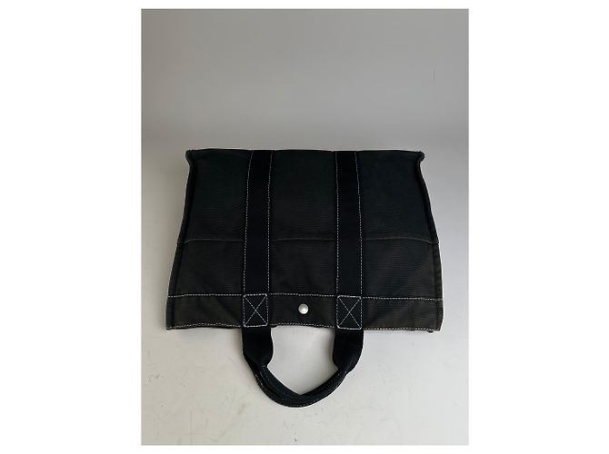 Hermès Tote Vintage Hermes Canvas Nero Argento - vista 8