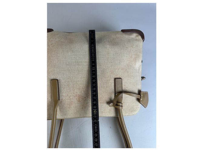 Vintage Prada Canvas Leder-Trim Tote Beige Braun - Ansicht 9