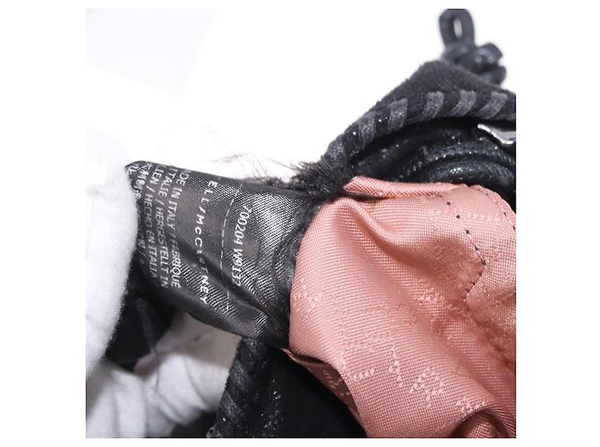 Autre Marque Stella MacCartney Schultertasche mit Kette Polyester Schwarz Silber Auth 196625A - Ansicht 11