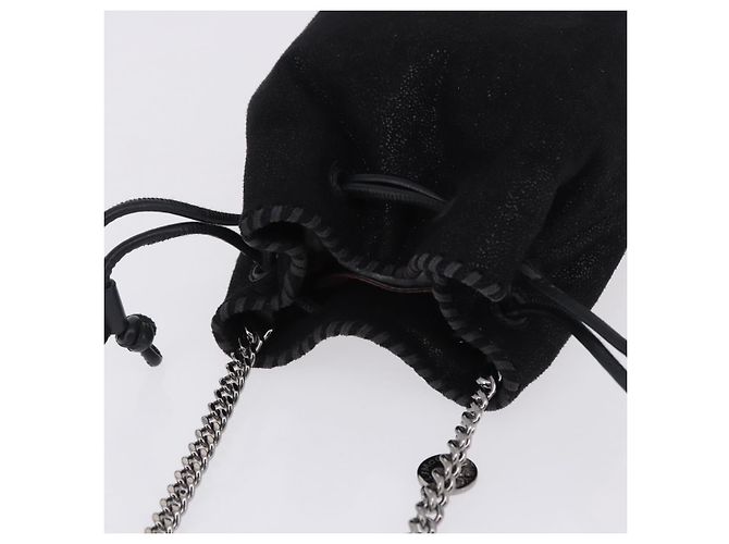 Autre Marque Stella MacCartney Schultertasche mit Kette Polyester Schwarz Silber Auth 196625A - Ansicht 6