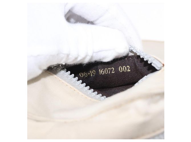 FENDI Shoulder Pouch Canvas Beige Silver Auth ka5734 Argento - vista 12