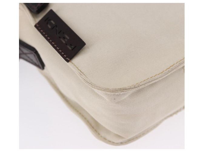 FENDI Shoulder Pouch Canvas Beige Silver Auth ka5734 Argento - vista 14