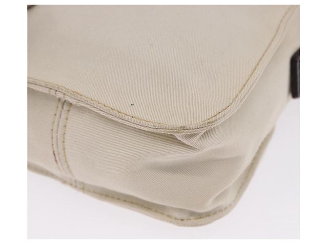 FENDI Shoulder Pouch Canvas Beige Silver Auth ka5734 Argento - vista 15