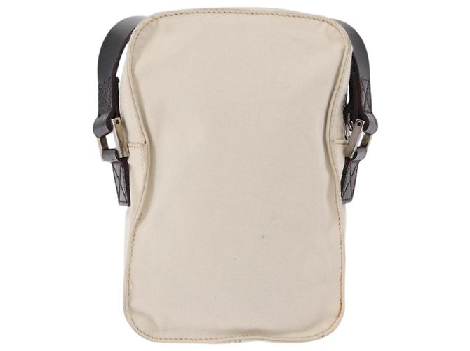 FENDI Shoulder Pouch Canvas Beige Silver Auth ka5734 Argento - vista 2