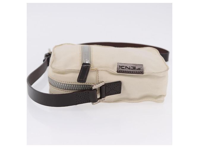 FENDI Shoulder Pouch Canvas Beige Silver Auth ka5734 Argento - vista 4