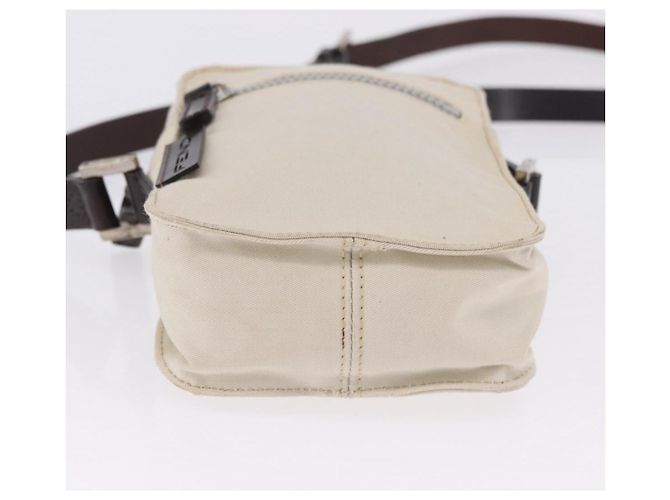 FENDI Shoulder Pouch Canvas Beige Silver Auth ka5734 Argento - vista 5