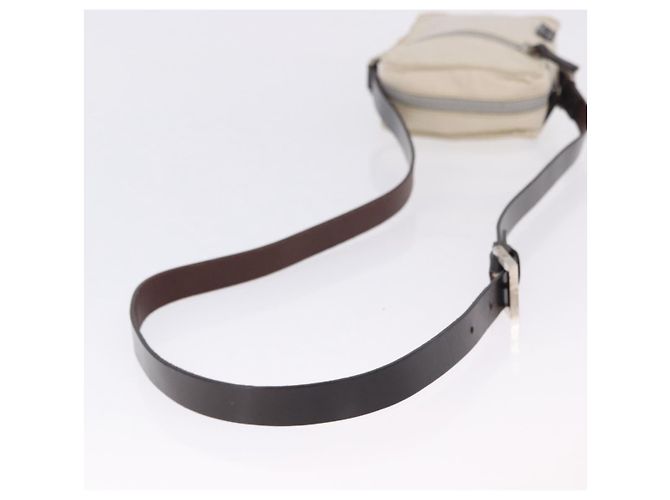 FENDI Shoulder Pouch Canvas Beige Silver Auth ka5734 Argento - vista 7