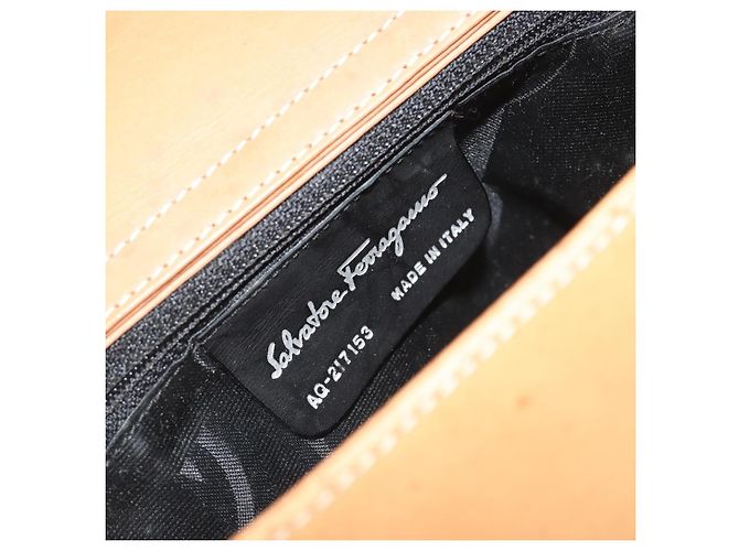 Borsa Salvatore Ferragamo Gancini in pelle 2way Beige Silver Auth 197027 Argento - vista 12