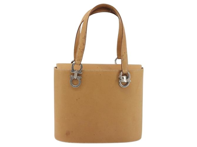 Borsa Salvatore Ferragamo Gancini in pelle 2way Beige Silver Auth 197027 Argento - vista 13