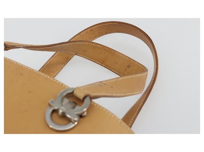 Borsa Salvatore Ferragamo Gancini in pelle 2way Beige Silver Auth 197027 Argento - vista 14